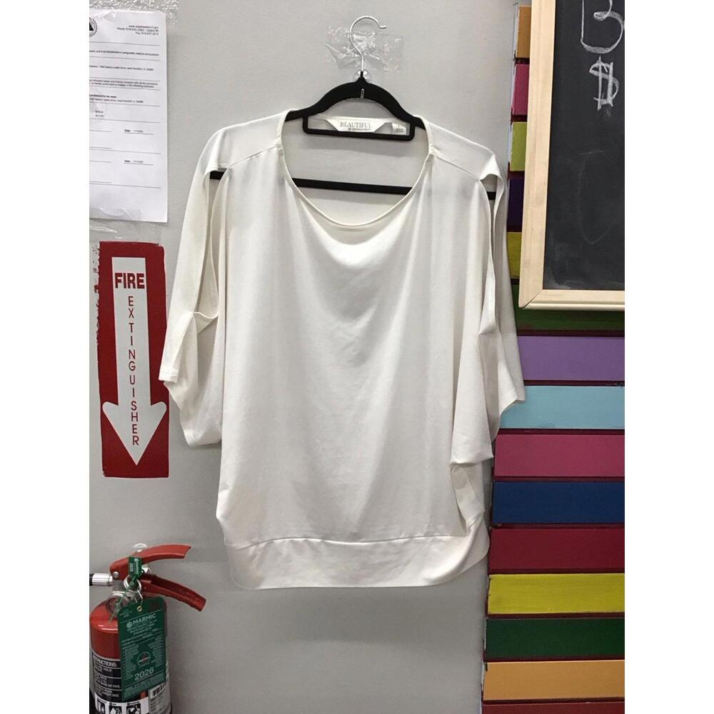 Beautiful Lawrence zarian women’s open sleeve blouse size large ivory new HSN